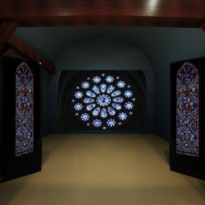 stained glass encyclopedia room